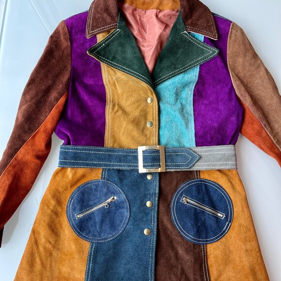 $800 Firm! VINTAGE 70s Patchwork Suede Jacket Boho Funky - Picture 5 of 16